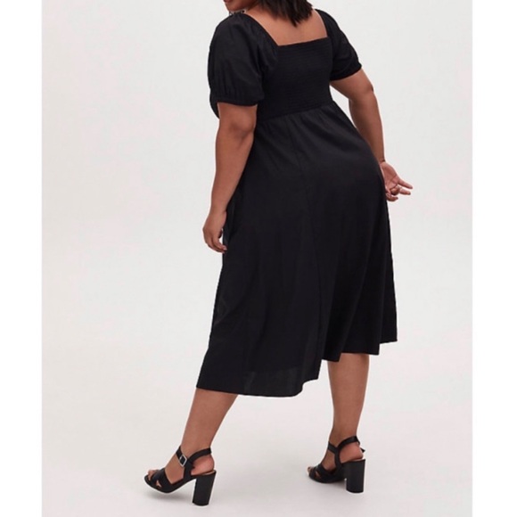๐ Black Poplin Puff Sleeve Midi Dress 1 1X 14 16 NWT Torrid New! - Picture 4 of 5